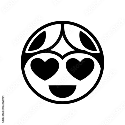 A face with heart-shaped eyes and a warm smile, expressing affection, romance, and adoration.
