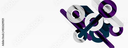 Abstract shapes, purple, white, dark blue. Minimalist design, geometric forms, modern aesthetic. Clean lines, simple composition.