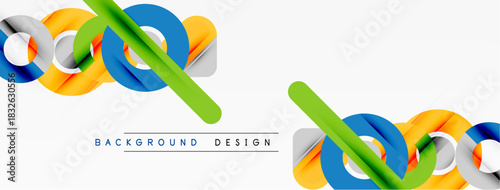 Abstract colorful ribbons, dynamic composition. Modern design elements create visual interest, clean background. Simple, elegant.