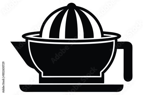 Black icon shows a juicer with a cup and handle on the plate