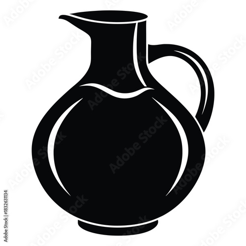 A simple black jug with handle presents a classic and elegant container silhouette
