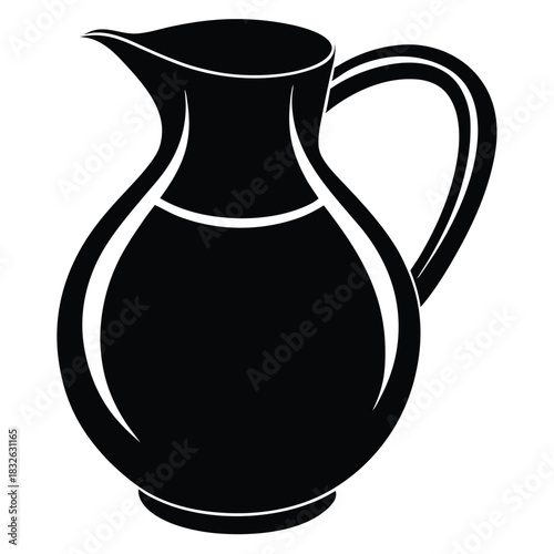A black jug with a handle for serving refreshing beverages is pictured clearly
