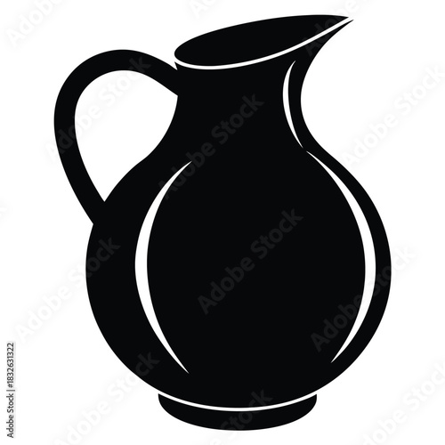 Black pitcher stands centered against a white background showing a simple silhouette