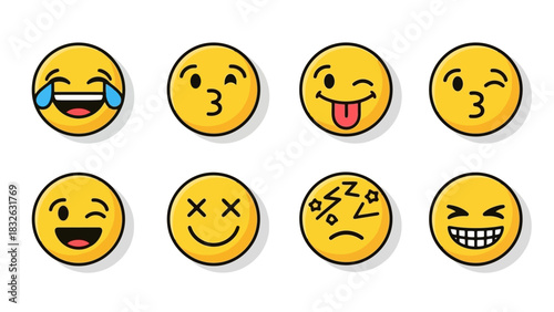 Collection of Emoji Icons Expressive Faces for Digital Communication and Social Media