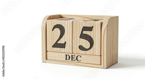 Mark your calendar with this classic wooden perpetual calendar showing December 25th, perfect for Christmas celebrations, festive reminders, and special events