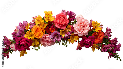 Colorful flower garland arch.
