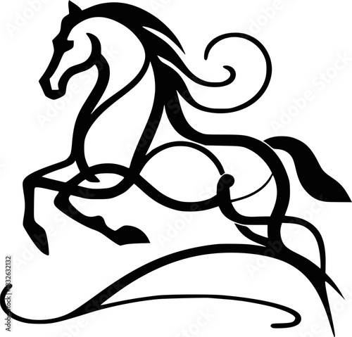 Stylized outline of a galloping horse