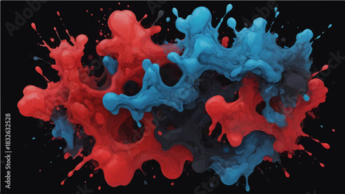 Red paint splashes texture pattern design illustration of a heart blob ink blood virus for Valentine's Day backgrounds