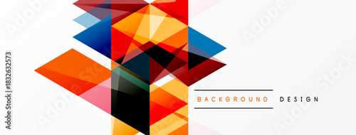 Abstract geometric shapes overlap, creating vibrant colorful design. Modern style, clean lines, suitable background element.