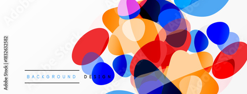 Abstract colorful overlapping circles create dynamic background. Bright hues blend, offering modern visual appeal. Simple design elements.