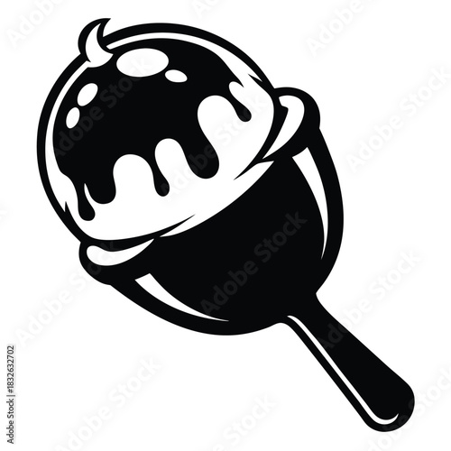 Black and white icon shows a paleta with chocolate and dripping toppings