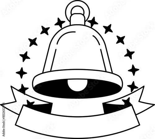 black and white illustration of a bell
