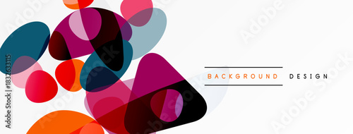 Abstract colorful overlapping shapes create modern background. Vibrant hues blend, forming dynamic visual composition.