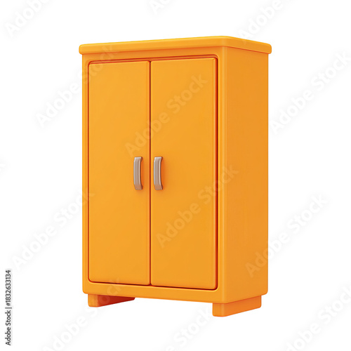 Orange cabinet with two doors