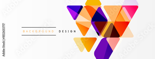 Abstract geometric shapes overlap, creating vibrant colorful design. White background provides clean contrast. Modern visual element.