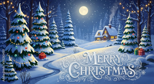 christmas tree on the snow