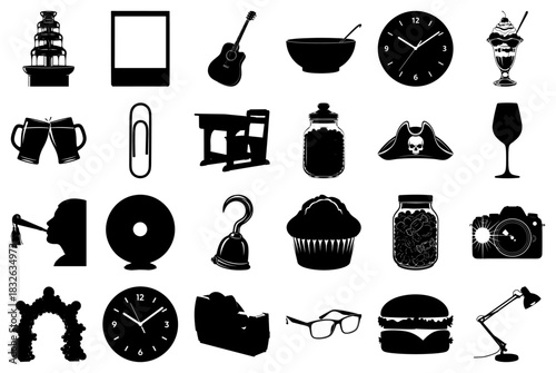 Assorted Silhouette Icons for Various Themes Keywords: silhouette, icons, chocolate fountain