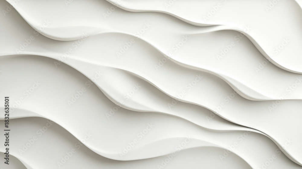 Obraz premium Minimal white layered wave background with soft shadow and smooth texture