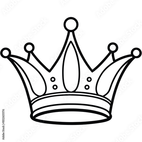 Simple outlined royal crown showcases elegance with bold contours on a white background