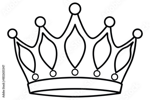 Royal black outline crown icon radiates regal elegance with its simple yet majestic silhouette