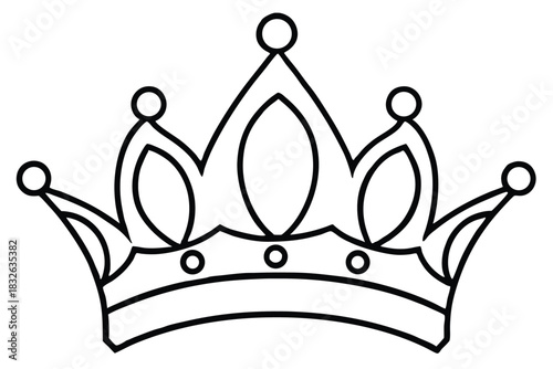 A single line crown with decorative orbs is centered on a plain white background