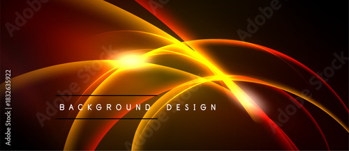 Dynamic abstract background. Orange, red glows create energy, light streaks. Modern design elements suggest movement, depth.