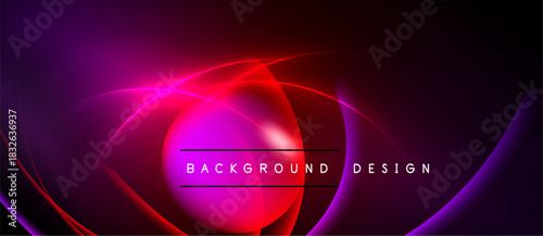 Abstract vibrant design. Swirling lines, red center, purple gradients create dynamic visual effect. Text reads background design.