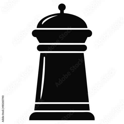 Black pepper grinder silhouette stands elegantly, a kitchen utensil for culinary flavor enhancement