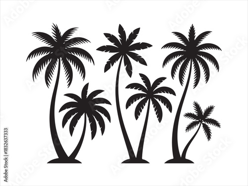 Palm Tree Silhouette Set | Tropical Coconut Tree Icons