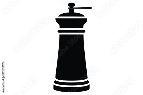 Isolated black pepper grinder shows a classic kitchen tool for flavor enhancement