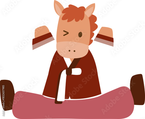 ute Horse Character Illustration for 2026 Year of the Horse, Lunar New Year Zodiac Animal, Chinese Zodiac Cartoon Mascot, Kawaii Horse Clipart, New Year Symbol and Fortune Design