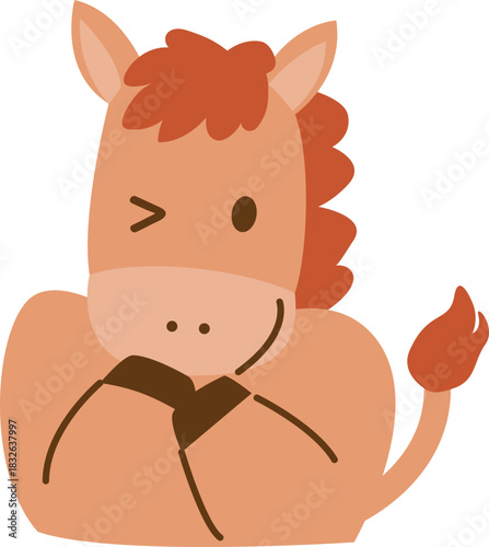 ute Horse Character Illustration for 2026 Year of the Horse, Lunar New Year Zodiac Animal, Chinese Zodiac Cartoon Mascot, Kawaii Horse Clipart, New Year Symbol and Fortune Design