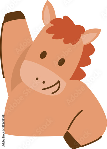 ute Horse Character Illustration for 2026 Year of the Horse, Lunar New Year Zodiac Animal, Chinese Zodiac Cartoon Mascot, Kawaii Horse Clipart, New Year Symbol and Fortune Design