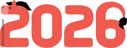 ute Horse Character Illustration for 2026 Year of the Horse, Lunar New Year Zodiac Animal, Chinese Zodiac Cartoon Mascot, Kawaii Horse Clipart, New Year Symbol and Fortune Design