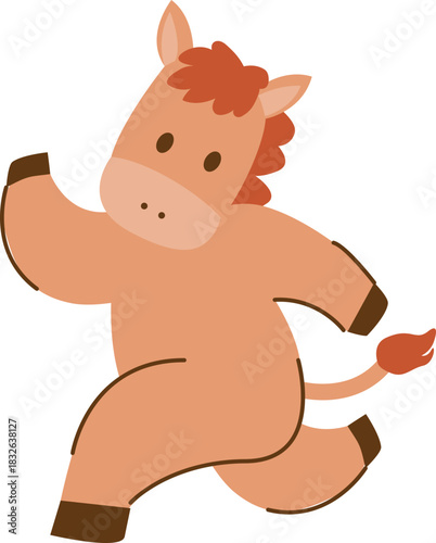 ute Horse Character Illustration for 2026 Year of the Horse, Lunar New Year Zodiac Animal, Chinese Zodiac Cartoon Mascot, Kawaii Horse Clipart, New Year Symbol and Fortune Design