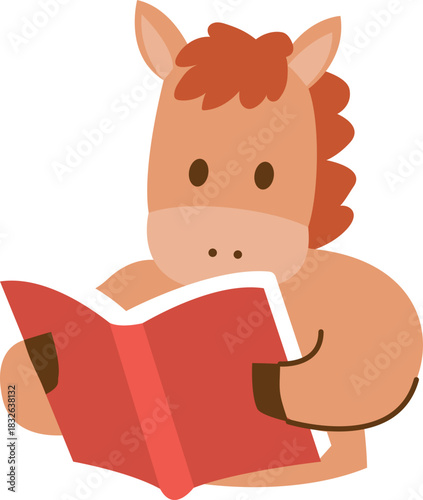 ute Horse Character Illustration for 2026 Year of the Horse, Lunar New Year Zodiac Animal, Chinese Zodiac Cartoon Mascot, Kawaii Horse Clipart, New Year Symbol and Fortune Design