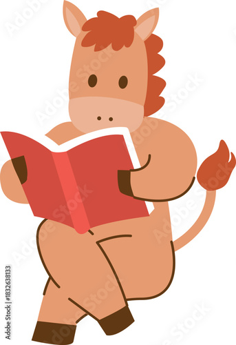 ute Horse Character Illustration for 2026 Year of the Horse, Lunar New Year Zodiac Animal, Chinese Zodiac Cartoon Mascot, Kawaii Horse Clipart, New Year Symbol and Fortune Design