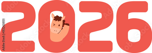 ute Horse Character Illustration for 2026 Year of the Horse, Lunar New Year Zodiac Animal, Chinese Zodiac Cartoon Mascot, Kawaii Horse Clipart, New Year Symbol and Fortune Design