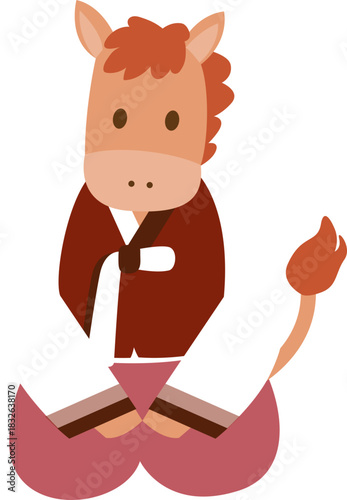 ute Horse Character Illustration for 2026 Year of the Horse, Lunar New Year Zodiac Animal, Chinese Zodiac Cartoon Mascot, Kawaii Horse Clipart, New Year Symbol and Fortune Design