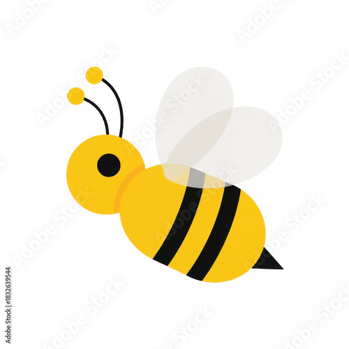 A simple and cute cartoon bee illustration flying.