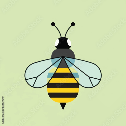 Stylized cartoon bee illustration with black and yellow stripes.