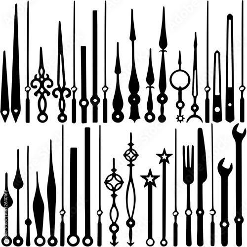 Clock Hand Vector Set. Vintage and Modern Clock Arrows Collection.