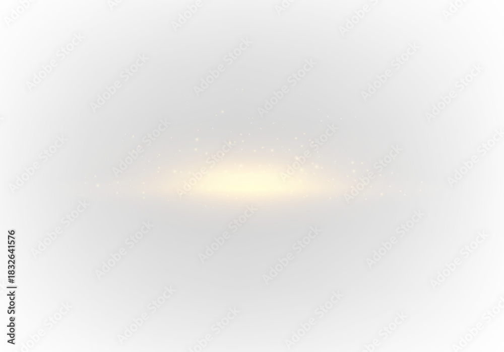 Obraz premium Glow bright star, sun rays. Golden radiant flare with sparkling light lines on transparent PNG. Neon yellow starburst with glitter particles, light horizontal flare effects. Explosion sun, sunrise.