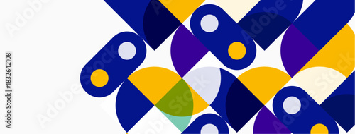 Abstract pattern features overlapping colorful circles, creating dynamic visual texture. Shapes vary in size, hue, placement.