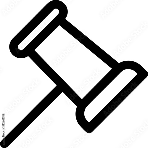 Simple and bold illustration of gavel, symbolizing justice and law, perfect for legal themes and courtroom settings