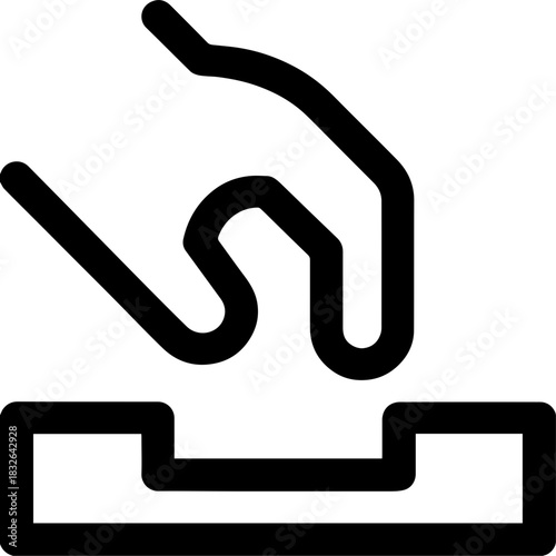 Hand placing item into slot, symbolizing interaction and engagement. This conveys sense of contribution and participation