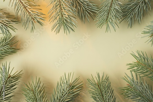 Invite holiday cheer with a stunning seasonal frame, ideal for Christmas cards and festive marketing campaigns, offering a fresh modern design with evergreen branches