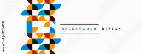 Geometric shapes create vibrant pattern. White background provides clean contrast. Modern design element for various applications.