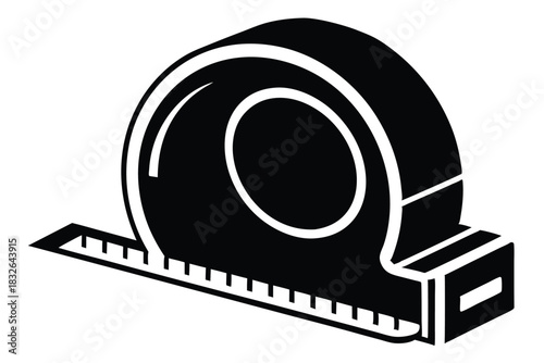 Black measuring tape shows measurements extending from the center wheel, a simple monochrome image