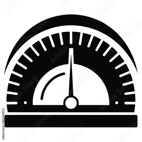 Black speedometer icon illustrates a measurement device with the needle showing a certain level